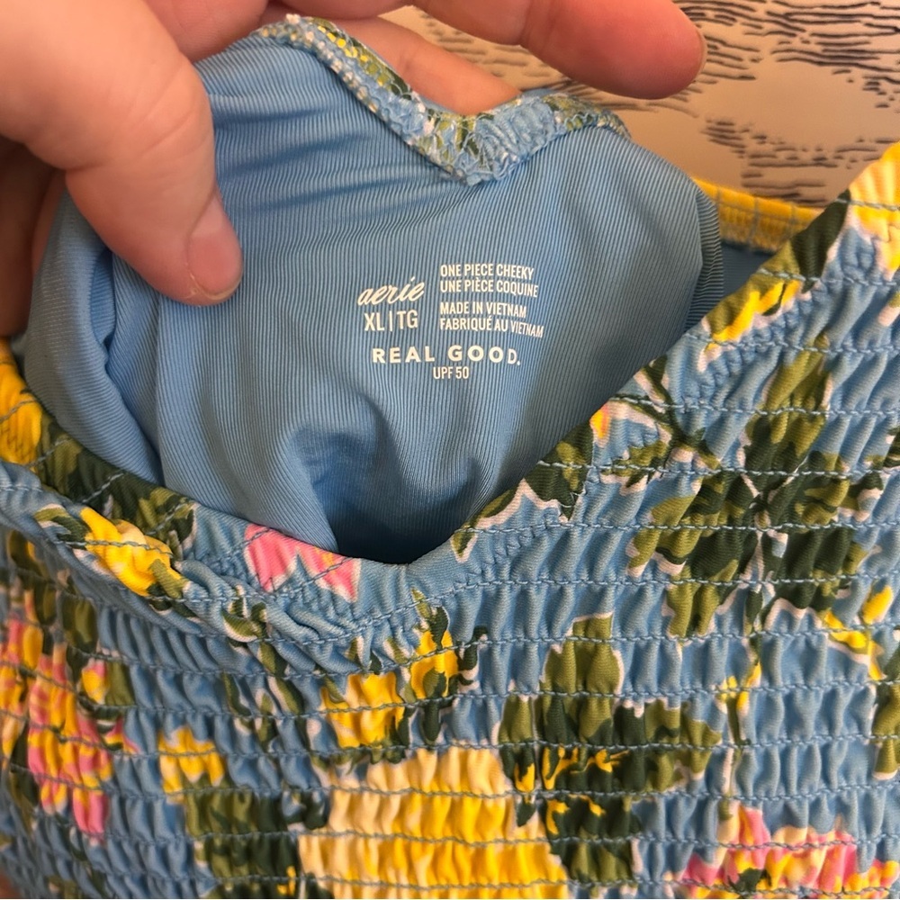 Aerie • Floral Blue One-Piece Swimsuit - Picture 7 of 7